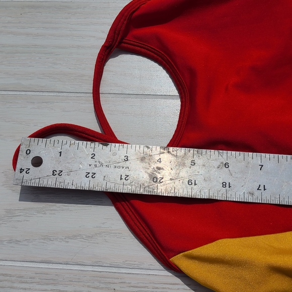 Pandora One Piece Swimsuit Bathing Suit Red With Yellow Stripe Large - Picture 7 of 9